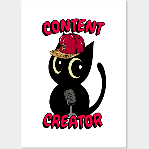 Cute black cat is a content creator Wall Art by Pet Station